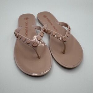 Tory Burch Mini Miller Jelly Thong Sandals Blush Pink Studded Flip Flops Size 6